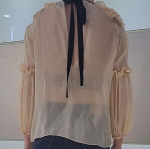 D&G Silk Nude Ruffle Blouse